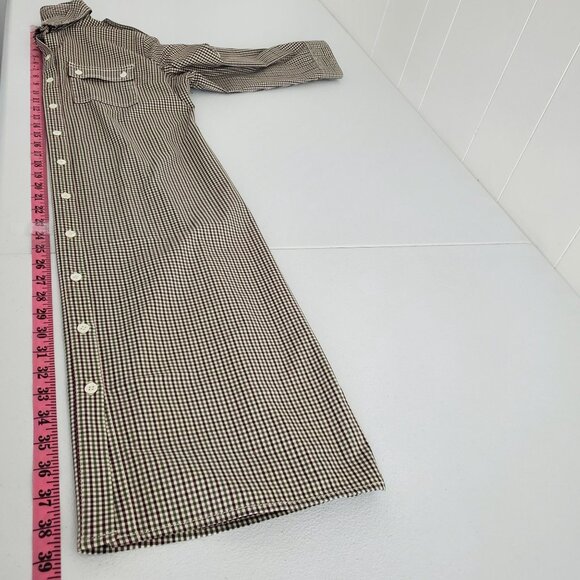 Lands End Canvas Womens Plaid Shirt Dress Size 4 Long Sleeve Button Down Preppy - Picture 6 of 7